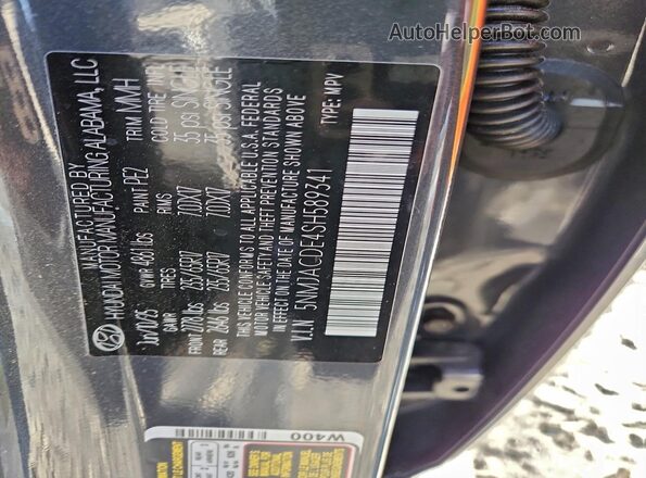 5NMJACDE4SH589341 2025 HYUNDAI TUCSON Gray VIN sticker view