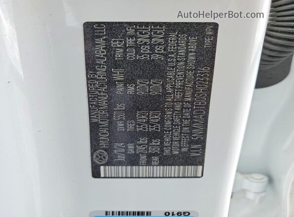 5NMMADTB0SH023316 2025 GENESIS GV70 White Vista de la etiqueta del VIN