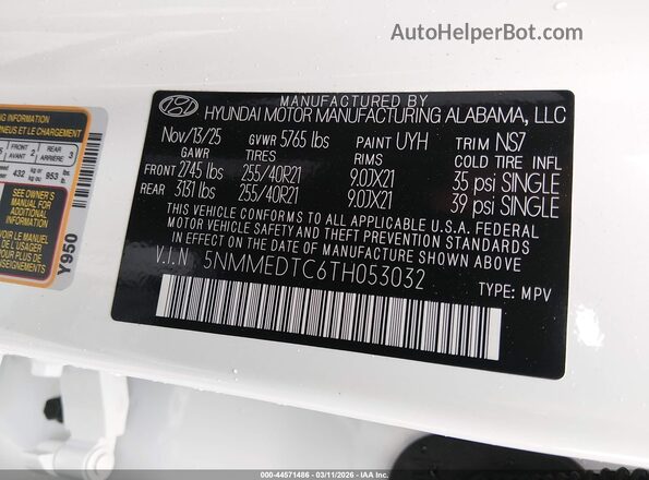 5NMMEDTC6TH053032 2026 GENESIS GV70 White Engine compartment view
