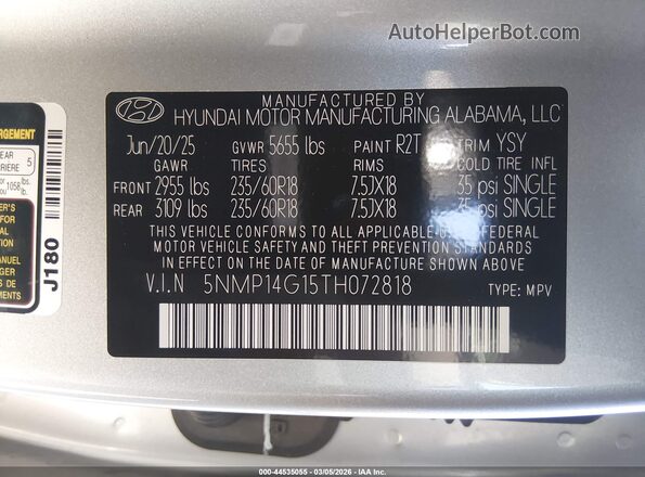 5NMP14G15TH072818 2026 HYUNDAI SANTA FE HYBRID Silver 
