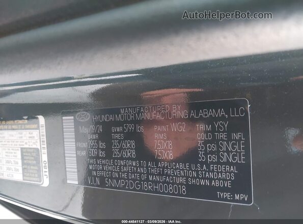 5NMP2DG18RH008018 2024 HYUNDAI SANTA FE HYBRID Black 