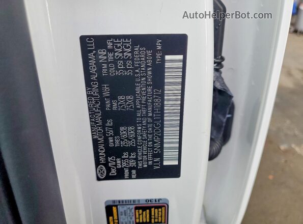 5NMP2DGL1TH188712 2026 HYUNDAI SANTA White VIN კოდის სტიკერის ხედი