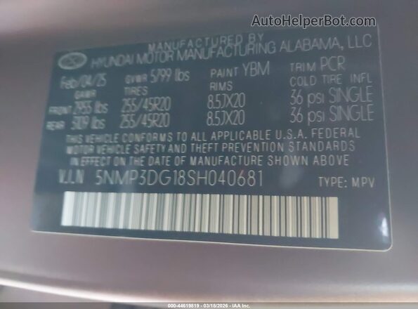 5NMP3DG18SH040681 2025 HYUNDAI SANTA FE HYBRID Brown Widok komory silnika