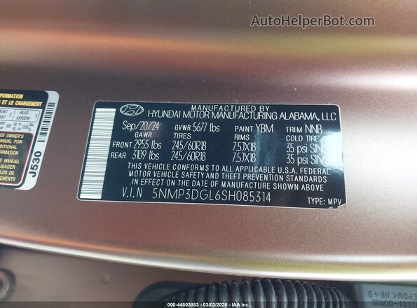 5NMP3DGL6SH085314 2025 HYUNDAI SANTA FE Brown Engine compartment view