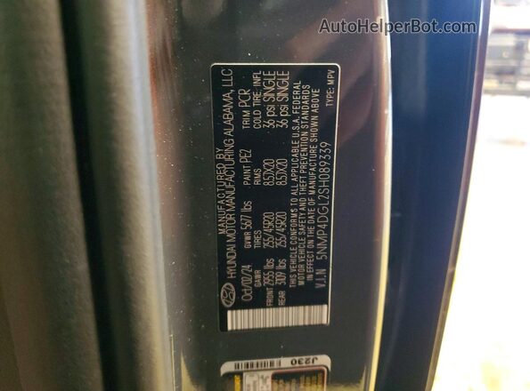 5NMP4DGL2SH089339 2025 HYUNDAI SANTA Gray Вид наклейки з VIN-кодом