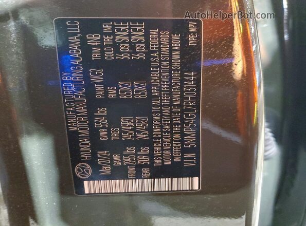 5NMP54GL7RH031444 2024 HYUNDAI SANTA FE CALLIGRAPHY Зеленый Вид наклейки с VIN-кодом