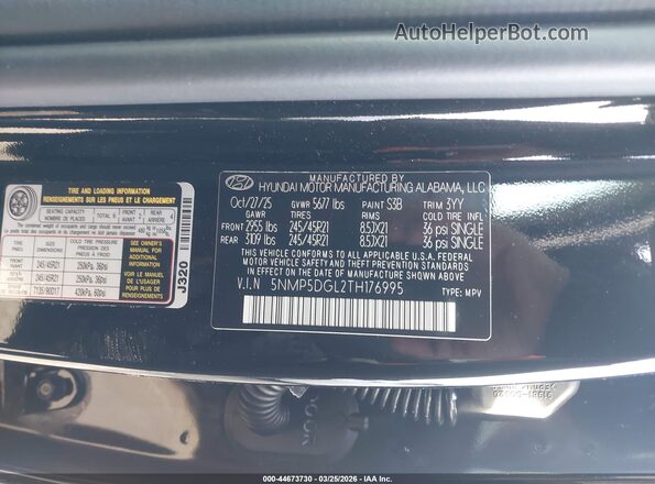 5NMP5DGL2TH176995 2026 HYUNDAI SANTA FE CALLIGRAPHY Black Engine compartment view