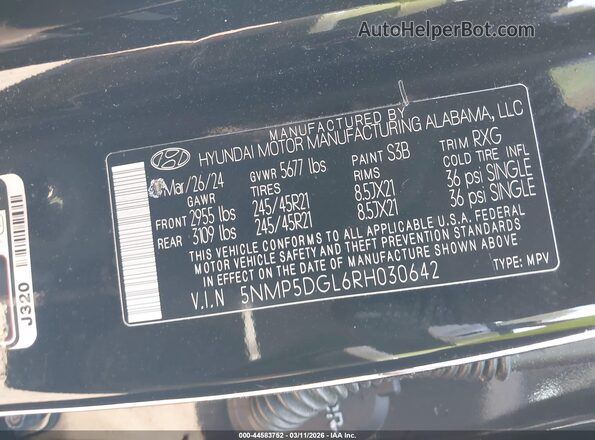 5NMP5DGL6RH030642 2024 HYUNDAI SANTA FE CALLIGRAPHY Black Вид підкапотного простору