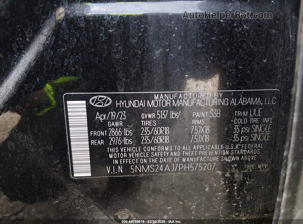 5NMS24AJ7PH575207 2023 HYUNDAI SANTA FE Black ძრავის განყოფილების ხედი