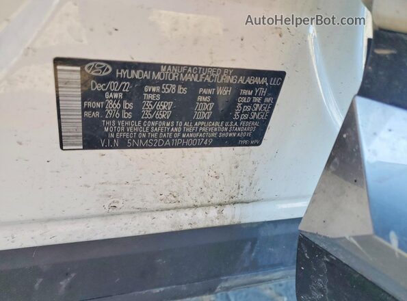 5NMS2DA11PH001749 2023 HYUNDAI SANTA FE HYBRID BLUE White VIN sticker view