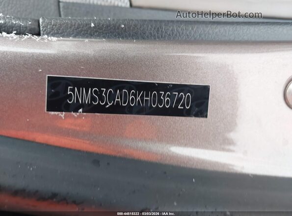 5NMS3CAD6KH036720 2019 HYUNDAI SANTA FE Brown Շարժիչի բաժամունքի տեսք