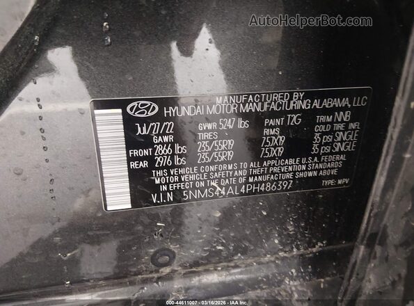 5NMS44AL4PH486397 2023 HYUNDAI SANTA FE Gray Вид підкапотного простору