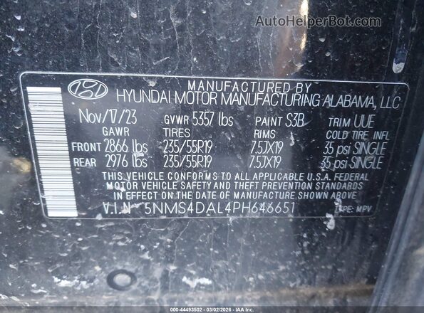 5NMS4DAL4PH646651 2023 HYUNDAI SANTA FE Black Вид підкапотного простору