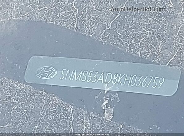 5NMS53AD8KH036759 2019 HYUNDAI SANTA FE Белый Вид подкапотного пространства