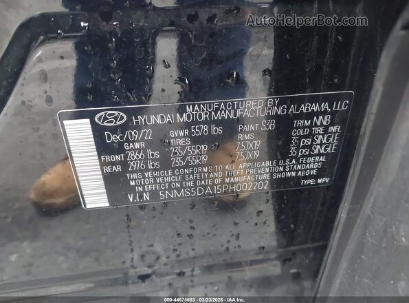 5NMS5DA15PH002202 2023 HYUNDAI SANTA FE HYBRID Black Engine compartment view