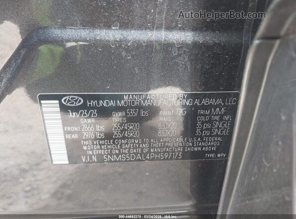 5NMS5DAL4PH597173 2023 HYUNDAI SANTA FE CALLIGRAPHY Gray Вид підкапотного простору