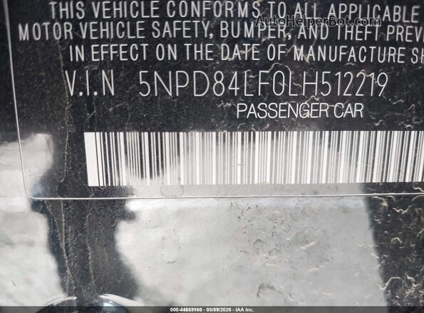 5NPD84LF0LH512219 2020 HYUNDAI ELANTRA Black Widok komory silnika