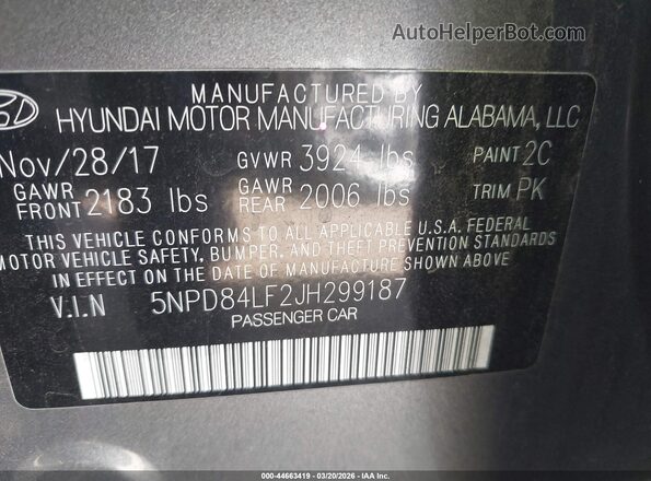 5NPD84LF2JH299187 2018 HYUNDAI ELANTRA Light Blue Вид підкапотного простору