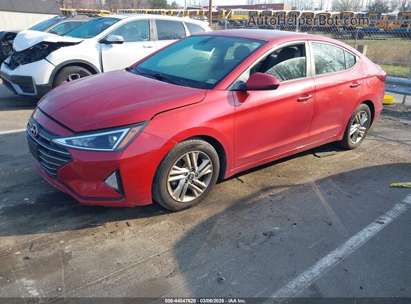 5NPD84LF9KH470194 2019 HYUNDAI ELANTRA Red წინა მარცხენა ხედი სამი მეოთხედიდან