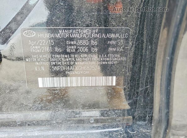 5NPDH4AEXGH682524 2016 HYUNDAI ELANTRA Black Vista del compartimento del motor