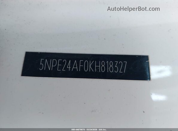 5NPE24AF0KH818327 2019 HYUNDAI SONATA White 