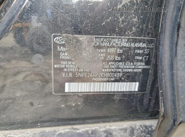 5NPE24AF2KH800489 2019 HYUNDAI SONATA Black 