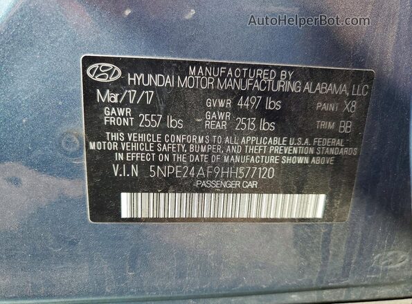5NPE24AF9HH577120 2017 HYUNDAI SONATA Синий 
