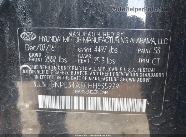 5NPE34AF0HH535979 2017 HYUNDAI SONATA Black 