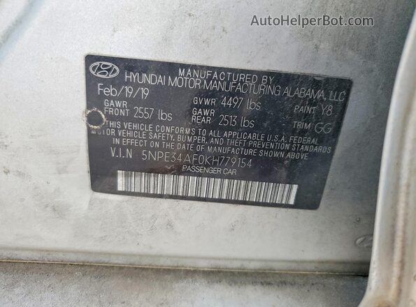 5NPE34AF0KH779154 2019 HYUNDAI SONATA Silver 