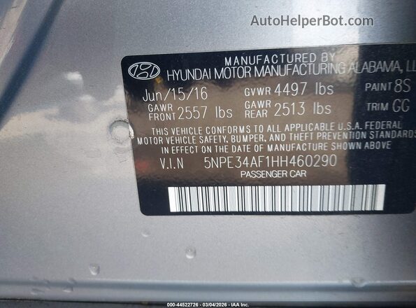 5NPE34AF1HH460290 2017 HYUNDAI SONATA Silver 