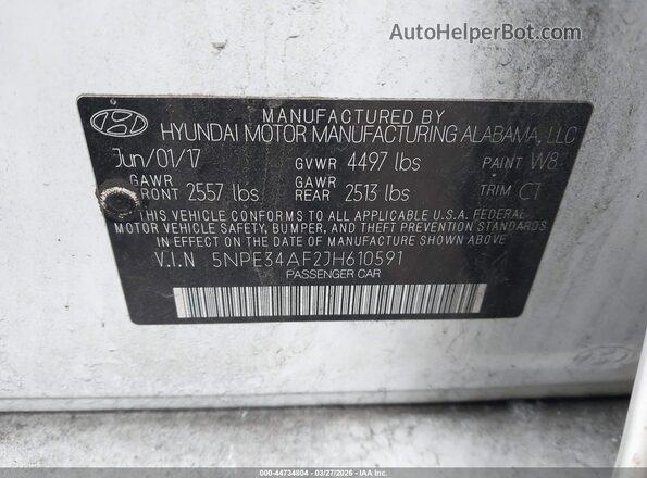 5NPE34AF2JH610591 2018 HYUNDAI SONATA White 