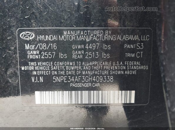 5NPE34AF3GH409338 2016 HYUNDAI SONATA Black 