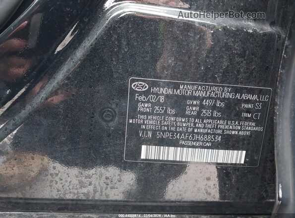 5NPE34AF6JH688534 2018 HYUNDAI SONATA Black ძრავის განყოფილების ხედი