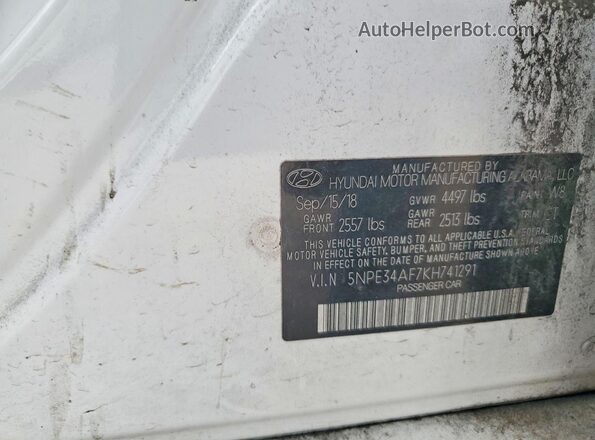 5NPE34AF7KH741291 2019 HYUNDAI SONATA Белый 