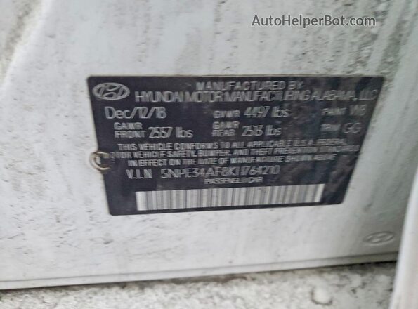 5NPE34AF8KH764210 2019 HYUNDAI SONATA White 