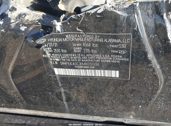 5NPEK4JC8MH131136 2021 HYUNDAI SONATA Black Вид підкапотного простору