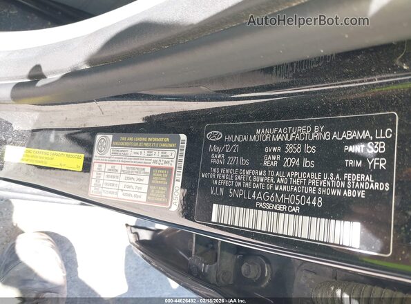 5NPLL4AG6MH050448 2021 HYUNDAI ELANTRA Black ძრავის განყოფილების ხედი