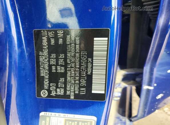 5NPLL4AG9MH045731 2021 HYUNDAI ELANTRA Blue Вид підкапотного простору