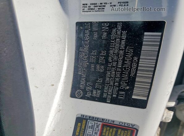 5NPLM4AG3MH046371 2021 HYUNDAI ELANTRA White Engine compartment view
