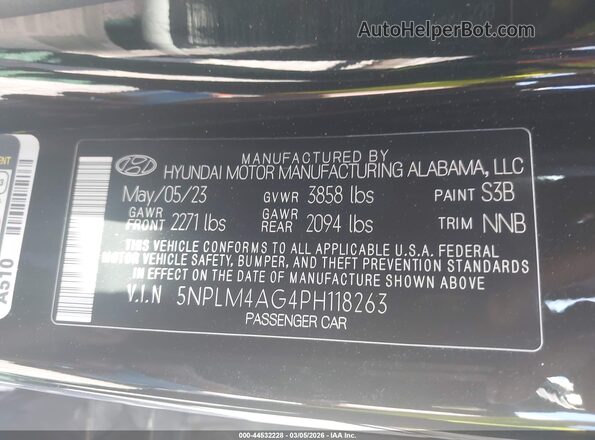 5NPLM4AG4PH118263 2023 HYUNDAI ELANTRA Black 
