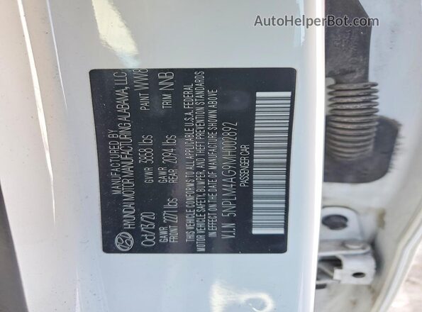 5NPLM4AG9MH002892 2021 HYUNDAI ELANTRA Белый 