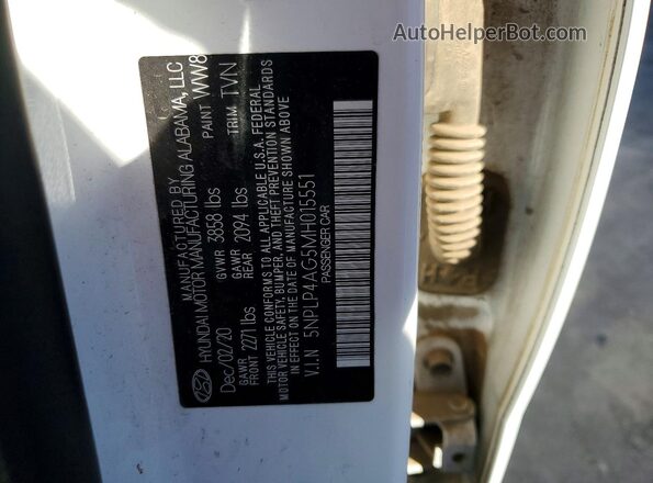 5NPLP4AG5MH015551 2021 HYUNDAI ELANTRA White Շարժիչի բաժամունքի տեսք