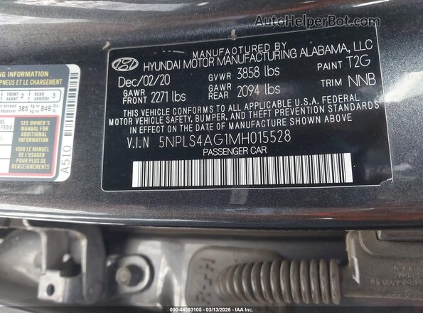 5NPLS4AG1MH015528 2021 HYUNDAI ELANTRA Black Вид підкапотного простору