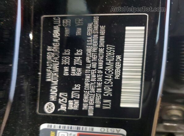 5NPLS4AG8MH028597 2021 HYUNDAI ELANTRA Black ძრავის განყოფილების ხედი