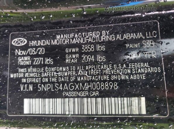5NPLS4AGXMH008898 2021 HYUNDAI ELANTRA Black Engine compartment view