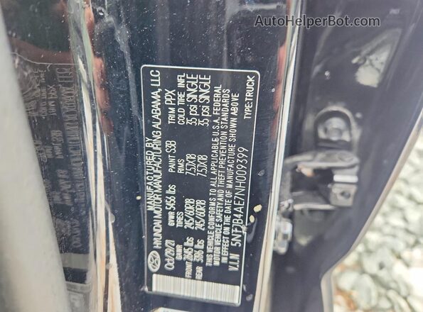 5NTJB4AE7NH009399 2022 HYUNDAI SANTA Black Engine compartment view