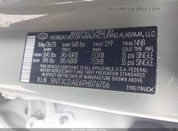 5NTJCDAE6PH076706 2023 HYUNDAI SANTA CRUZ Green Widok komory silnika
