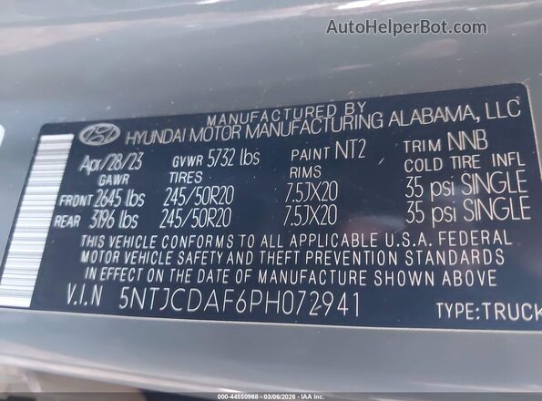 5NTJCDAF6PH072941 2023 HYUNDAI SANTA CRUZ Gray Vista del compartimento del motor