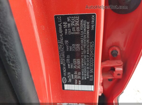 5NTJDDDF2SH131825 2025 HYUNDAI SANTA CRUZ Orange Շարժիչի բաժամունքի տեսք