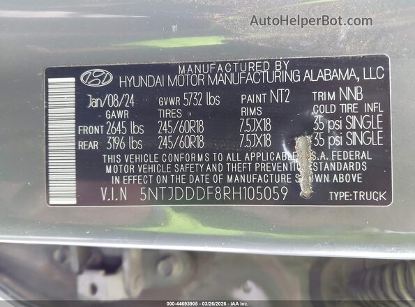 5NTJDDDF8RH105059 2024 HYUNDAI SANTA CRUZ Gray 